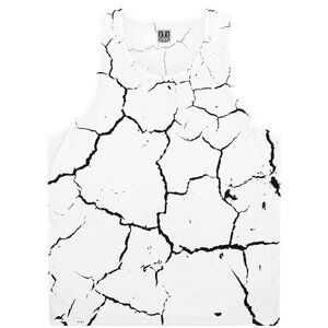 Cracked Earth Unisex White Tank Top Designed By BECB Streetwear